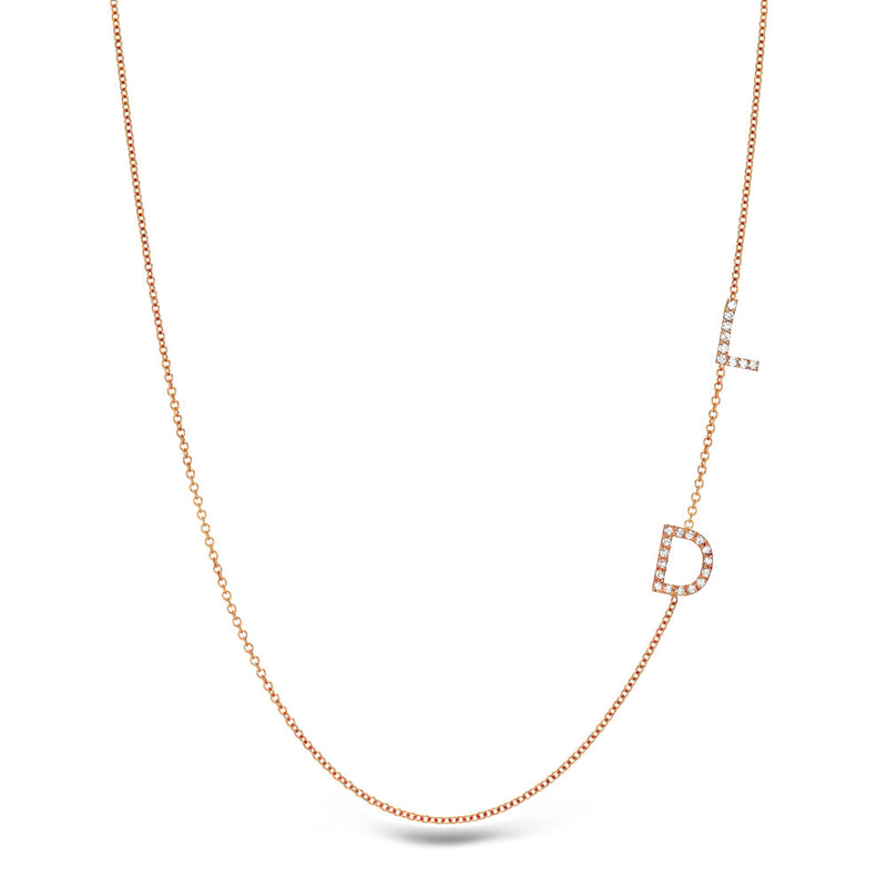 Off Centered Diamond Initial Necklace